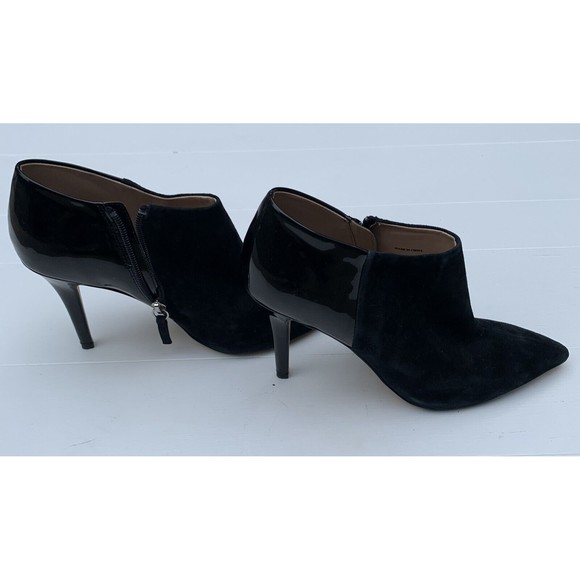 White House Black Market Eliza Suede & Patent Booties Womens Black Size 9 - Picture 7 of 9